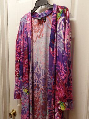 EUC Attitudes by Renee XL 18 20 Regular Printed Como Jersey Lounge Duster Robe